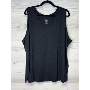Belle By Kim‎ Gravel Tank Top 3X Black V Neck Sleeveless